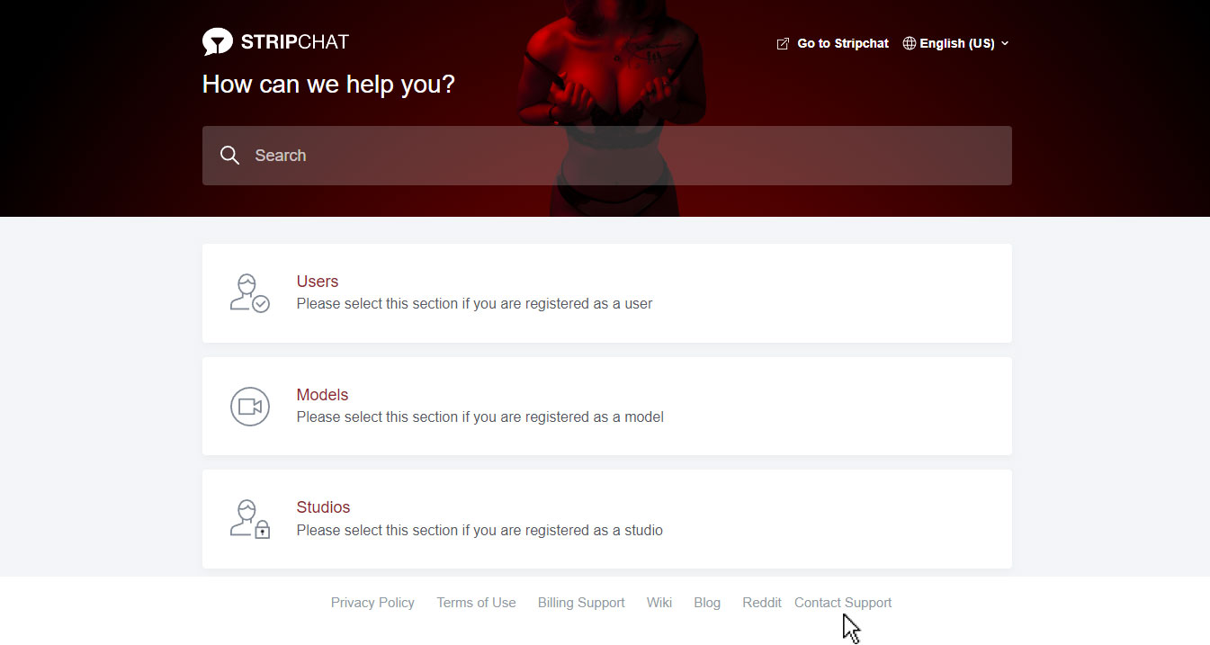 StripChat cotact to support