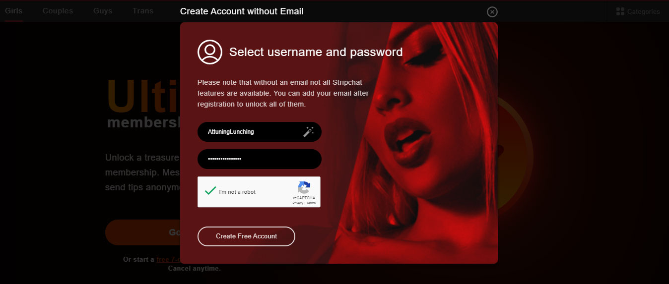 Stripchat create account without email