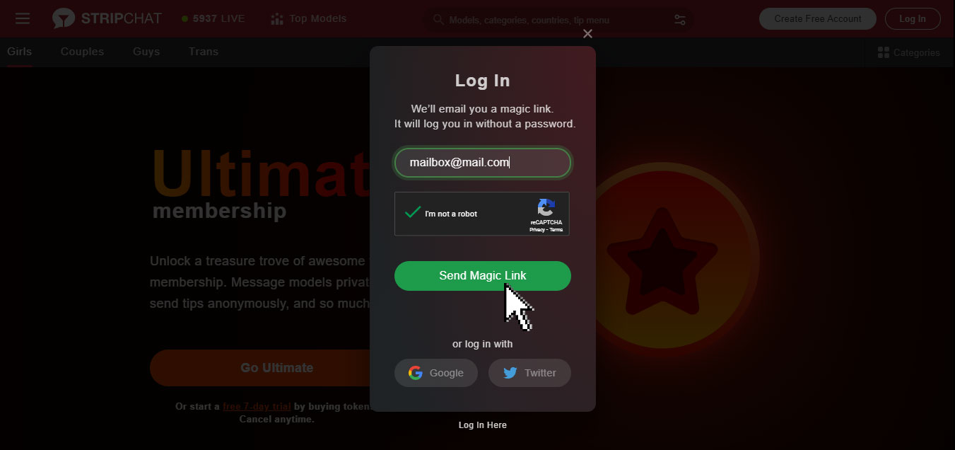 StripChat Login without password