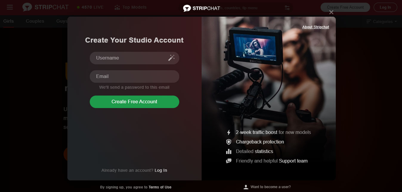 StripChat studio account