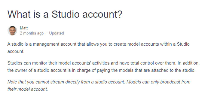 StripChat - What is studio account